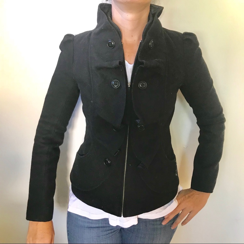 Anthropology idra Black wool coat